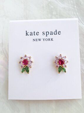 Kate Spade • new bloom flower Gold Multi Color Stud Earrings
